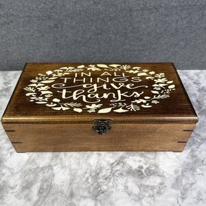 Wooden storage box Hinged With Hook Latch 11.25 x 5.75 x 3.5inches In All Things